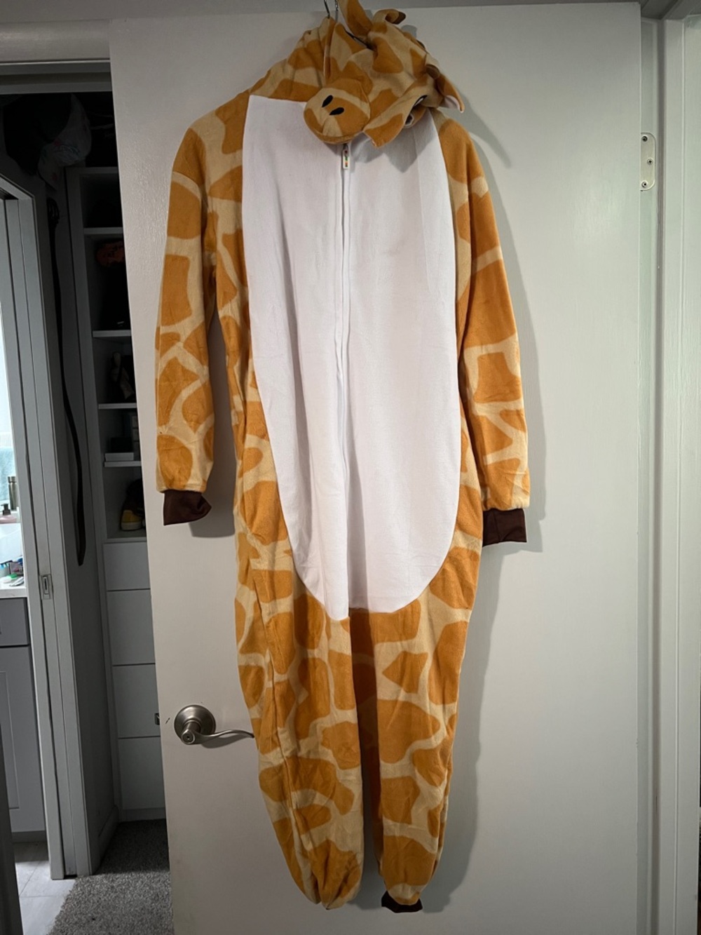 Giraffe Onesie Costume - Yellow & White Plush Jumpsuit